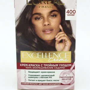 Крем-краска для волос L*OREAL Excellence №400 (каштановый) 72+48+12+60 мл.