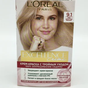 Крем-краска для волос L*OREAL Excellence №9.1 (очень светло-русый, пепельный) 72+48+12+60 мл.