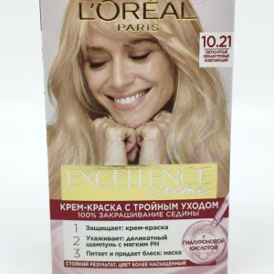 Крем-краска для волос L*OREAL Excellence №10.21 (светло-русый, перламутровый) 72+48+12+60 мл.