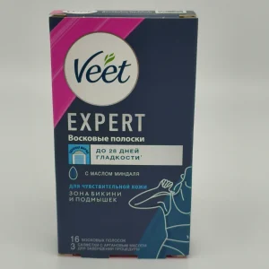 Восковые полоски VEET с маслом миндаля (для чувствительной кожи) 16 полосок