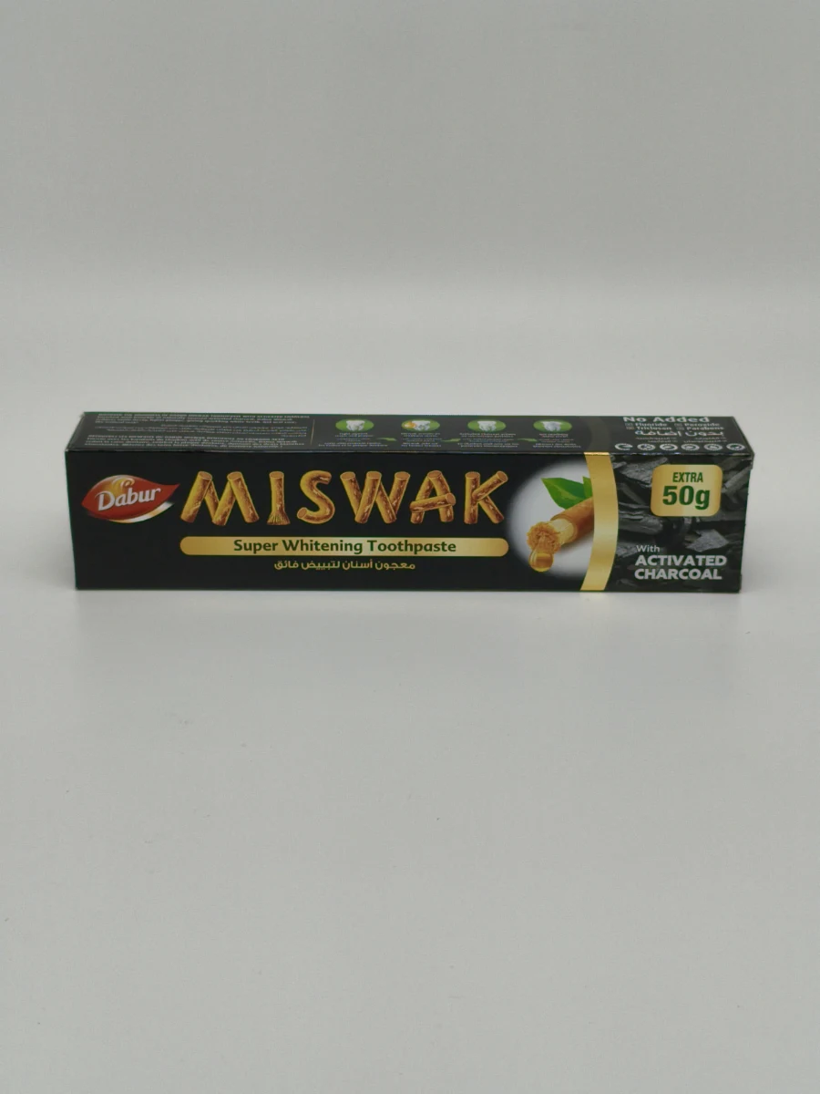 Зубная паста DABUR Miswak (120+50, отбеливающая, с активным углем) 170 г. Зубная паста DABUR Miswak (120+50, отбеливающая, с активным углем) 170 г.