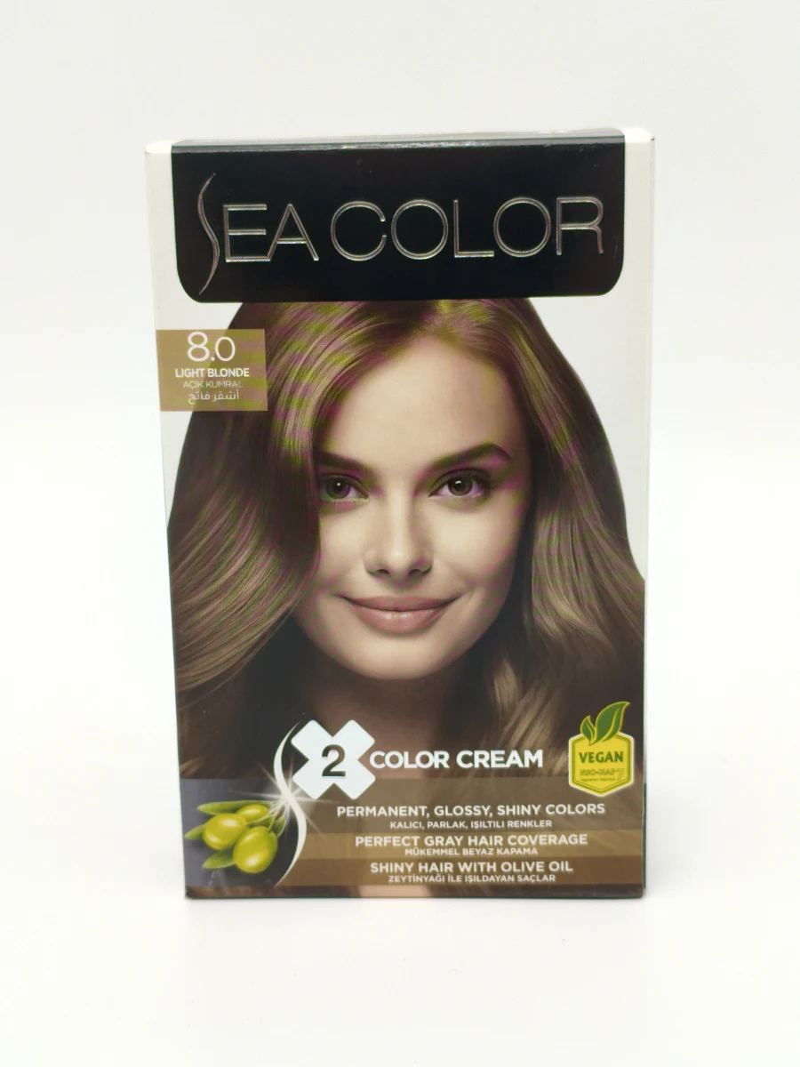 Крем-краска для волос SEA COLOR №8.0 (светло-русый) 2х50+75+10 мл. Крем-краска для волос SEA COLOR №8.0 (светло-русый) 2х50+75+10 мл.