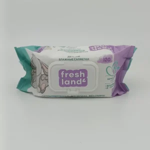 Влажные салфетки Fresh land с клапаном (детские, гипоаллергенные) 120 шт.